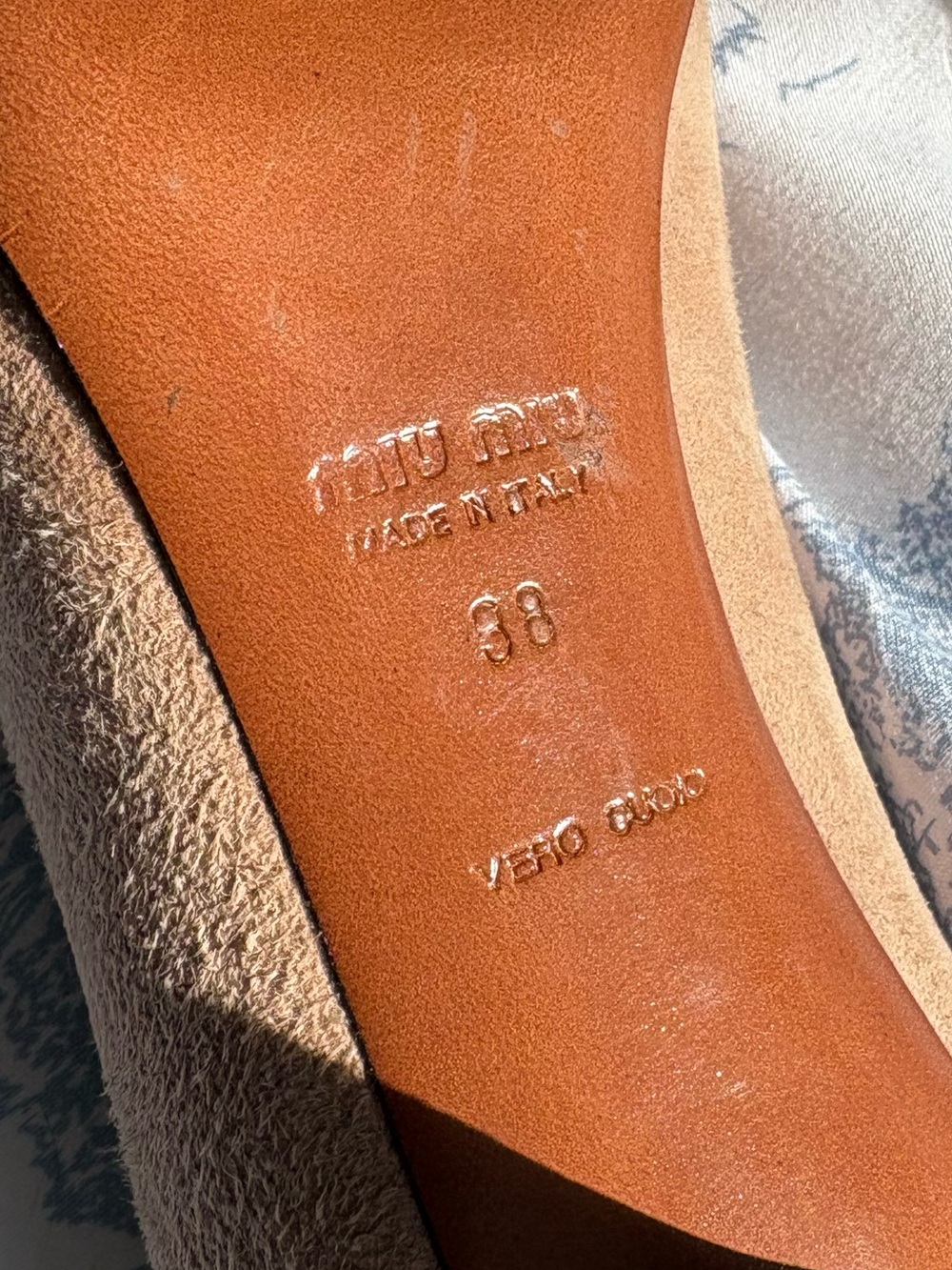 Miu Miu Beige Suede Bow Ballet Flats - Picture 3 of 3